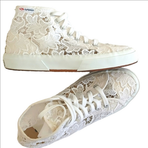 SUPERGA 2750 Coy Macrame High Top Sneaker White  SZ 7.5